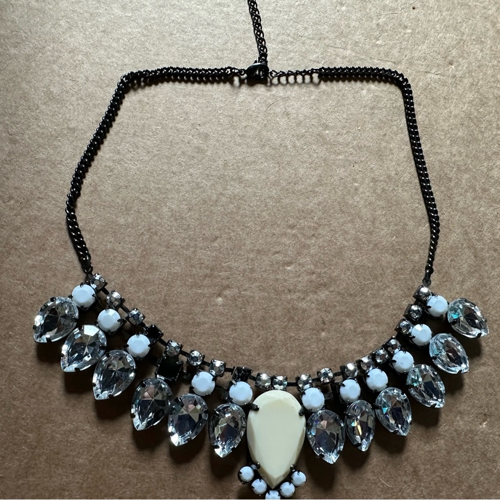 Elegant Crystal and White Statement Necklace
